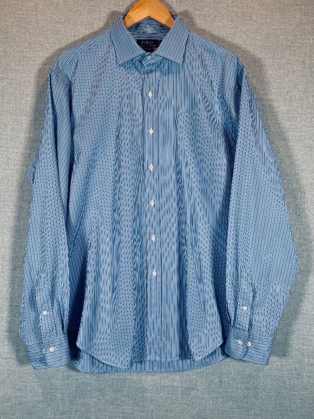 Polo Ralph Lauren Mens Dress Shirt 17 36/37 Blue Preppy Coastal